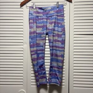 Head Cropped 3/4 Athletic Leggings Purple Gray Women's Size XS